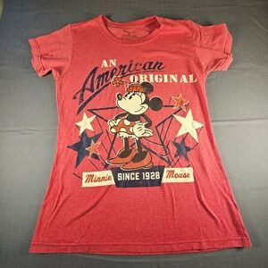 Disney Store Minnie Mouse American Original Graphic Tee Red Heather Medium